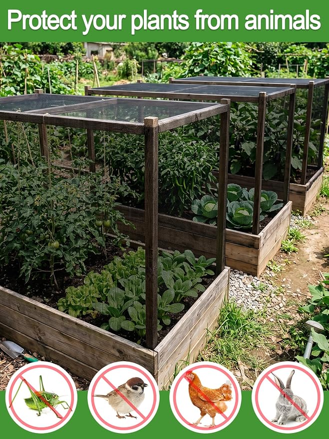 ANPHSIN Strong PP Nanocomposite Mosquito Net Garden Netting - 10 x 12ft Clear View Bird Insect Pest Mesh Barrier Screen for Patio, Balcony, Porch, Outdoor Raised Beds Protection (Black)