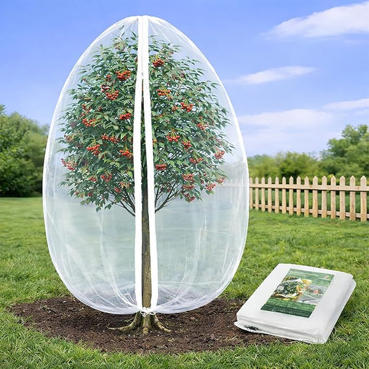 Jevrench 1 Pack 8 x 8ft Garden Netting for Plants, Fruit Tree Netting with Zipper & Drawstring, Bird Netting for Garden Protection, Blueberry Bushes, Tomato Plants & Fruit Trees