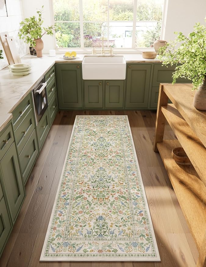 Washable Runner for Hallways Kitchen Rug: 2'6"x8' Runner Rugs Stain Resistant Non Slip Low Pile Soft Carpet Runners Rug for Entryway Indoor Kitchen Hallways Bedroom Beside Laundry Room