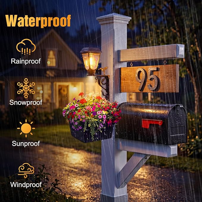 btfarm 2 Pack 18.5" H Small Solar Lamp Post with Planter Dual-Sided Lighting, 2 in 1 Flower Pots Wall Mount/Freestanding, Waterproof Decorative Planter Lamp for Porch Garden Front Door, Warm White