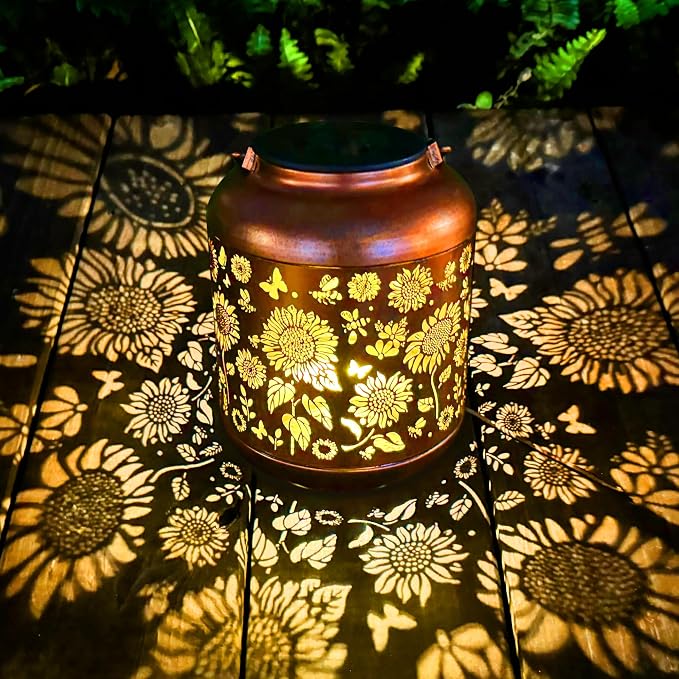 ANYTALK Birthday Gifts for Women Mom Grandma, Sunflower Solar Lanterns Outdoor Waterproof, Hanging Solar Lights for Yard, Patio, Porch, Garden Decor