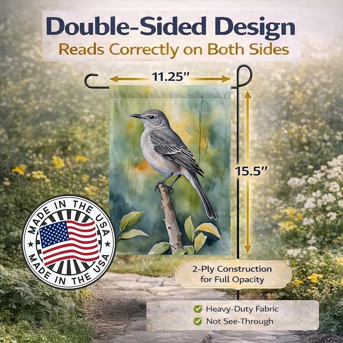 Caroline's Treasures Florida Northern Mockingbird Garden Flag Mailbox Flag Decorative Yard Flag Banner Outside Patio Artwork Yard Flower Beds, Garden Size, Multicolor