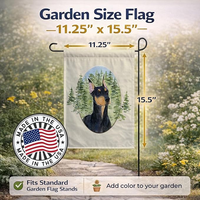 Caroline's Treasures SS8067GF Doberman Garden Flag Mailbox Flag Decorative Yard Flag Banner Outside Patio Artwork Yard Flower Beds, Garden Size, Multicolor