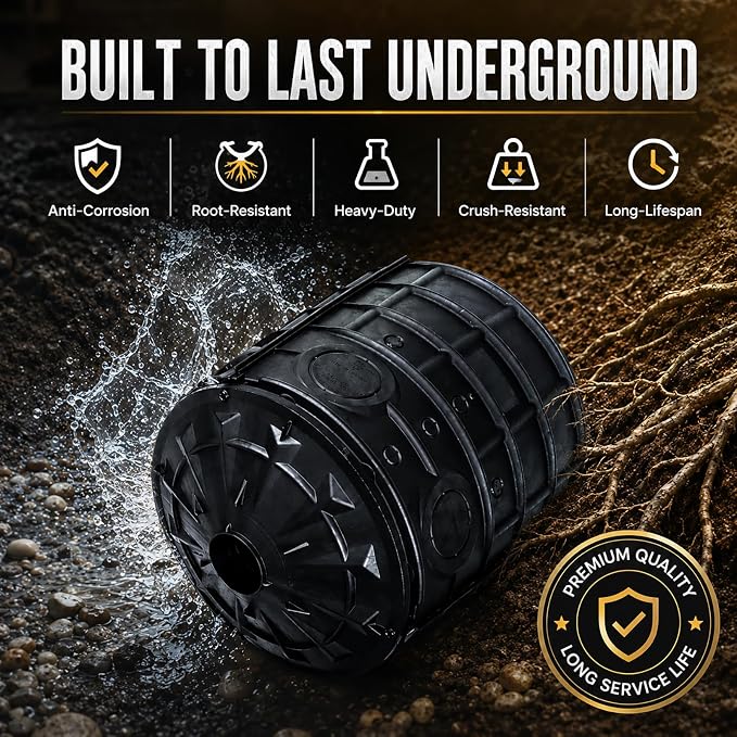 EJWOX 50 Gallon Stormwater Dry Well, Heavy Duty Catch Basin with Reinforced Fiberglass HDPE, Ribbed Structure, No-Tool Assembly, Underground Drainage System for Yard & Driveway