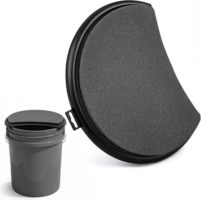 Novabright 5 Gallon Kidney Shape Bucket Seat, Bucket Lid Seat with Foam Cushion Padding for Option Ice Fishing, Baseball, Gardening and Camping