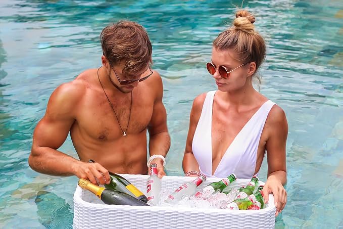 Floating Pool Tray Floating Serving Tray Table & Bar - Swimming Pool Floats for Adults, Spas, & Pool Parties - Floating Tray for Pool Serving Drinks, Floating Brunch, Food on the Water - White