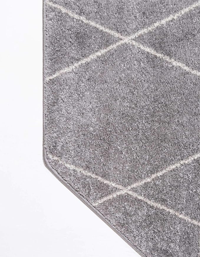 Unique Loom Trellis Frieze Collection Area Rug - Geometric (5' Octagon, Light Gray/ Ivory)