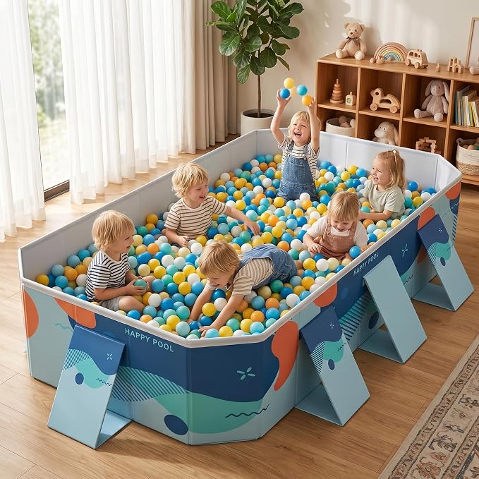 Foldable Pool, Outdoor 4-Layer PVC Non-Inflatable Swimming Pool (3M, Deft Blue)