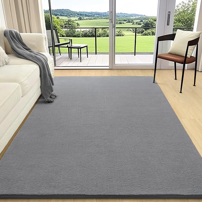 AROGAN 6x9 Area Rugs for Living Room Non Slip Dorm Bedroom Rug, Grey | Modern Area Rugs with Soft Memory Foam, Minimalist Washable Indoor Floor Carpet for Dining Room Office Kids Playroom Decor