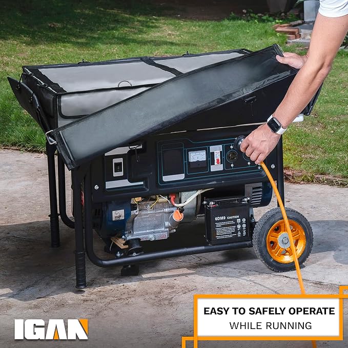 IGAN Generator Covers While Running Pro-Max for most 3500w-12000w Generators - Ultra Heavy Duty Generator Covers for Outside with Windproof Kit - Portable Waterproof Generator Cover, Gray