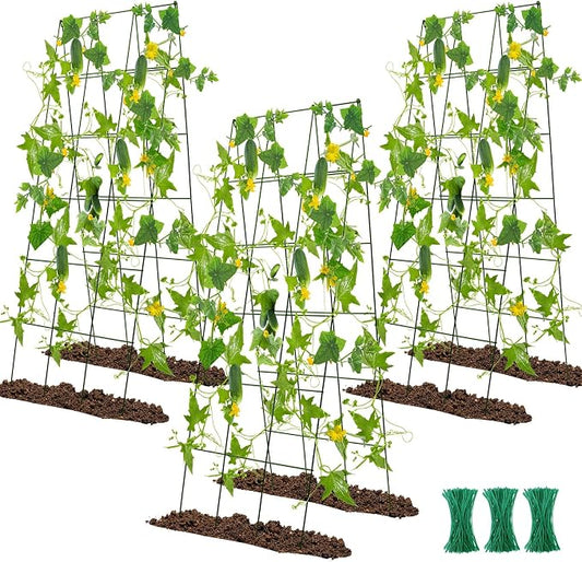 48" Hx 18" L Cucumber Trellis for Garden A Frame Plant Support for Raised Bed, Outdoor Indoor Plant Garden Trellis for Climbing Plants (3 Packs)