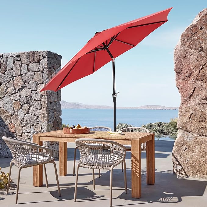 OLIXIS 9FT Outdoor Patio Umbrella, Patio Table Umbrella 9 Feet Sun Shade for Pool, Beach, Umbrellas with Tilt and Crank & Sturdy Ribs Waterproof for Outside Deck, Terrace and Restaurant