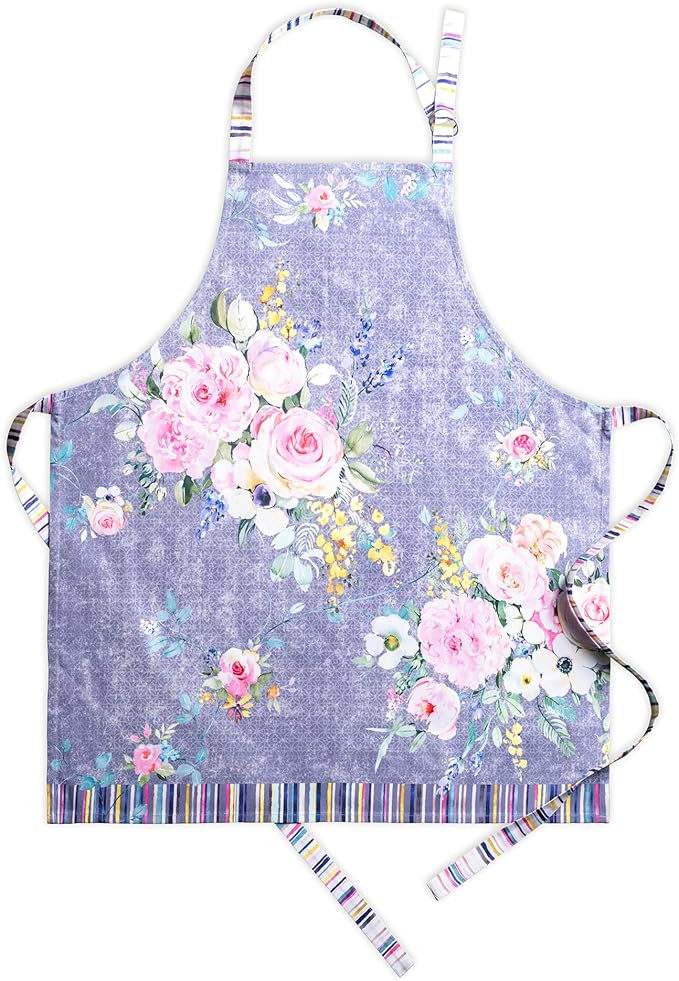 Maison d' Hermine Aprons for women with Pocket 100% Cotton (27.50"x31.50") | Adjustable Neck Strap & long ties Apron Men Chef Wedding Cooking Gardening Server Maid