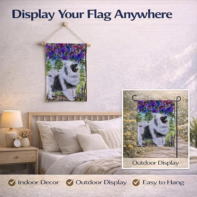 Caroline's Treasures SS8063GF Keeshond Garden Flag Mailbox Flag Decorative Yard Flag Banner Outside Patio Artwork Yard Flower Beds, Garden Size, Multicolor