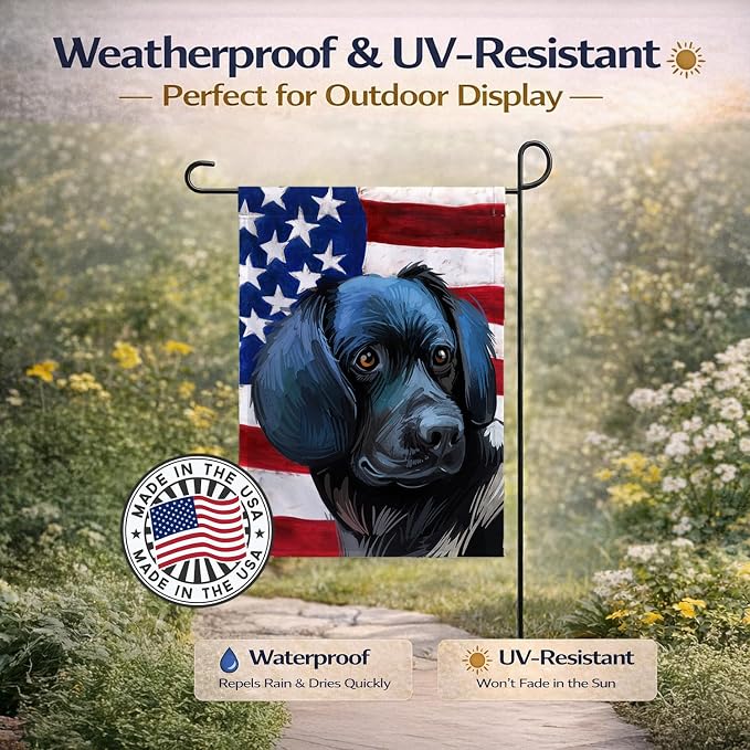 Caroline's Treasures CK6723GF Stabyhoun Dog American Flag Garden Flag Mailbox Flag Decorative Yard Flag Banner Outside Patio Artwork Yard Flower Beds, Garden Size, Multicolor