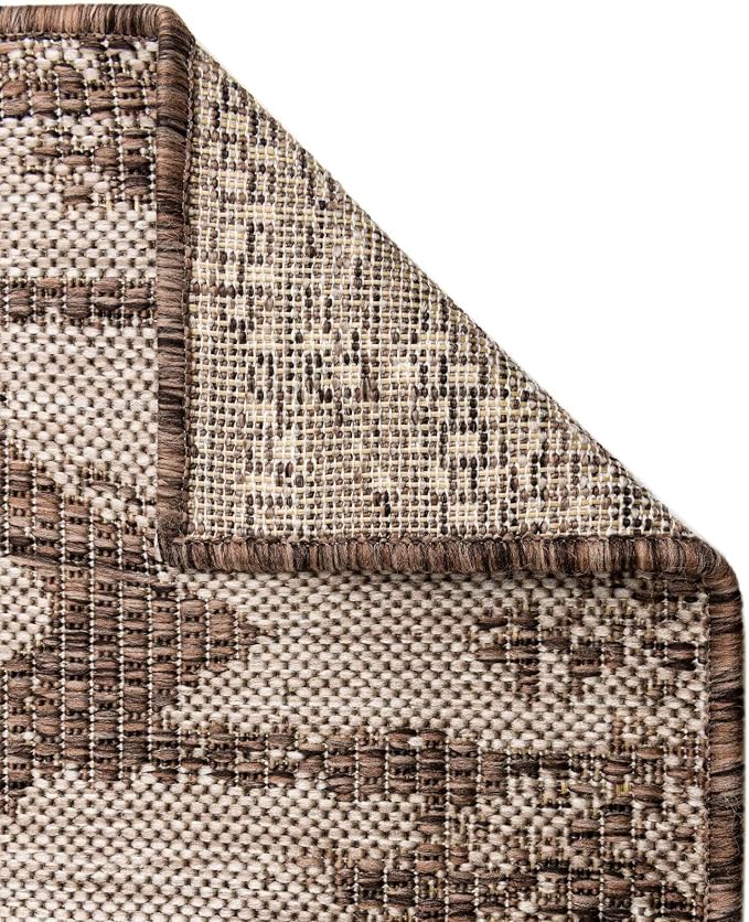 Unique Loom Outdoor Bohemian Collection Area Rug - Anthro (2' x 4' 1" Runner, Brown/ Ivory)
