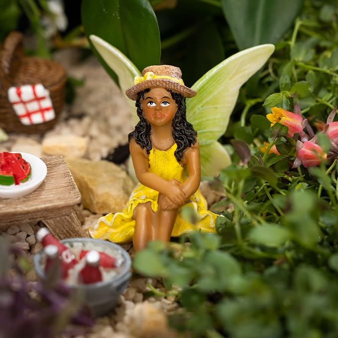PRETMANNS Fairies for Fairy Garden – Cute Accessories for an Outdoor Miniature Garden – Fairy Figurines Kit - 9 Colorful & Beautifully Crafted Pieces