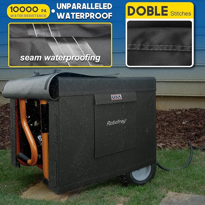 Generator Cover-26”Lx20”Wx20”H,600D Heavy Duty Waterproof, Small Outside Equipment Cover for Champion,Predator,WEN,BILT HARD,Ryobi,Generac,Westinghouse Portable Generator 3000-6000W-Black/XL