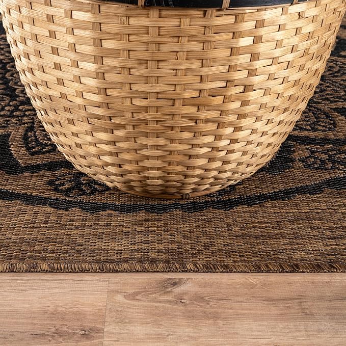 CAMILSON Outdoor Rug 6x9 Modern Area Rugs for Indoor and Outdoor Patios and Porches - Waterproof Washable Non-Shedding Easy-to-Clean Outside Carpet (6 x 9 Medallion - Gold/Black)