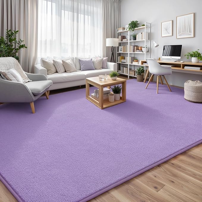 Keeko 5x7 Area Rugs for Living Room,Soft Washable Memory Foam Bedroom Rug | Indoor Throw Rug Low Pile Minimalist Non Slip Carpet for Kids Nursery Classroom Dorm Room Home Decor Purple