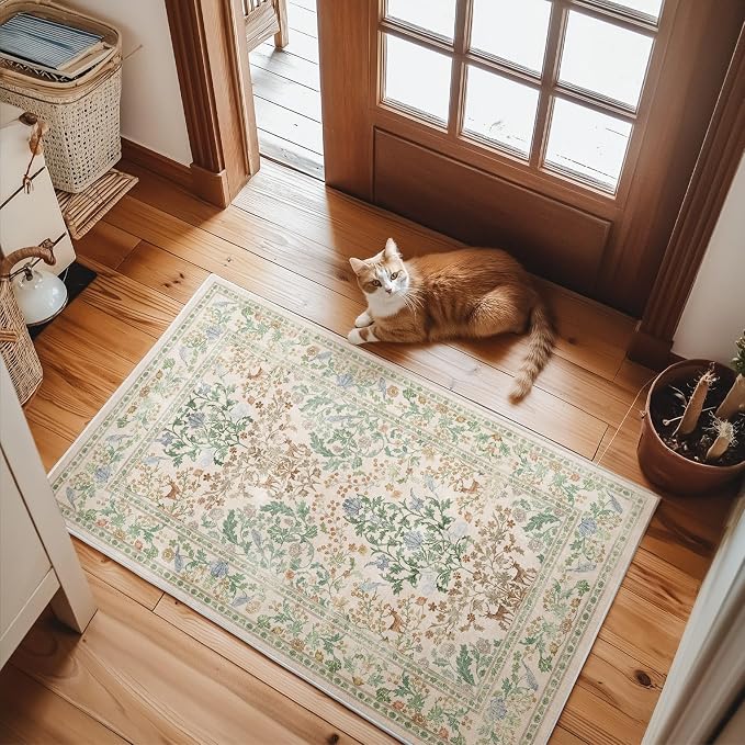 2x3 Washable Small Rugs for Entryway: Door Mat Indoor Entrance Throw Area Rug Non-Slip Low Pile Soft Kitchen Rug for Front Door Indoor Entrance Entry Bedside Kids Room