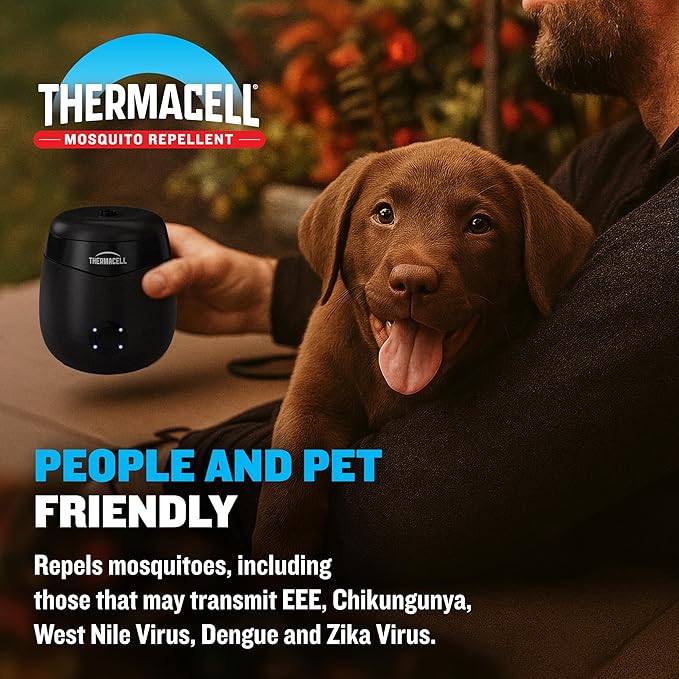 Thermacell E-ZoneGuard Patio Rechargeable Two Mosquito Repeller Value Pack; 20-Foot Zone of Scientifically Proven Outdoor Protection; 5.5-Hr Battery; 24 Hrs of Refill; Bug Spray Alternative; DEET-free