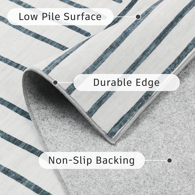 DCX Abstract Washable 6x9 Rug, Non Slip Low Pile Rug, Gray | Rugs for living room, bedroom, dining room, office, soft, mid century modern rug, sain resistant indoor carpet, home decor