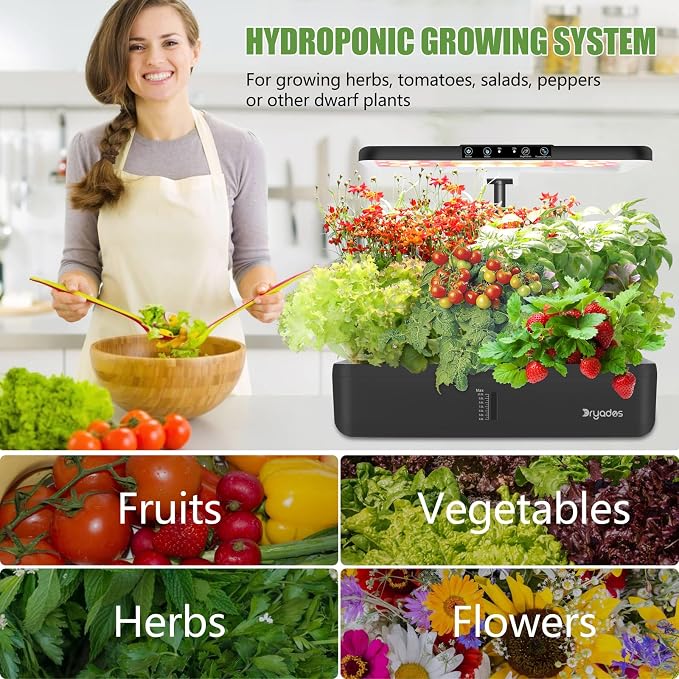 Hydroponics Growing System Indoor Garden - DRYADES Herbs Garden Kit Indoor with LED Grow Light Grow Anything Plants Germination Kit (No Seeds) Harvest Vegetable Lettuce for Home Kitchen (66 Pods)