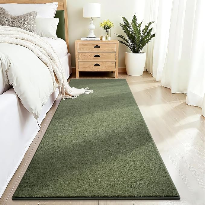 Vasofe 2x6 Runner Rug for Bedroom Living Room, Hallway Runner Rug Non Slip | Sage Green Memory Foam Low-Pile Hallway Carpet Runner Rug for Entryway, Throw Small Kids Carpet for Bedside Dorm Room Decor
