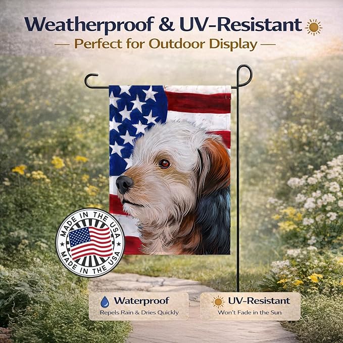 Caroline's Treasures CK6450GF Bosnian Coarse-haired Hound American Flag Garden Flag Mailbox Flag Decorative Yard Flag Banner Outside Patio Artwork Yard Flower Beds, Garden Size, Multicolor