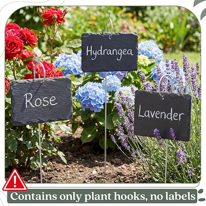 Hotop 30 Pcs Silver Plant Label Hooks, 20cm Garden Label Markers Hanger Rustproof Deformed Plant Sign Stake Metal Garden Sign Hanging Rods for Flower Planter Container Accessories