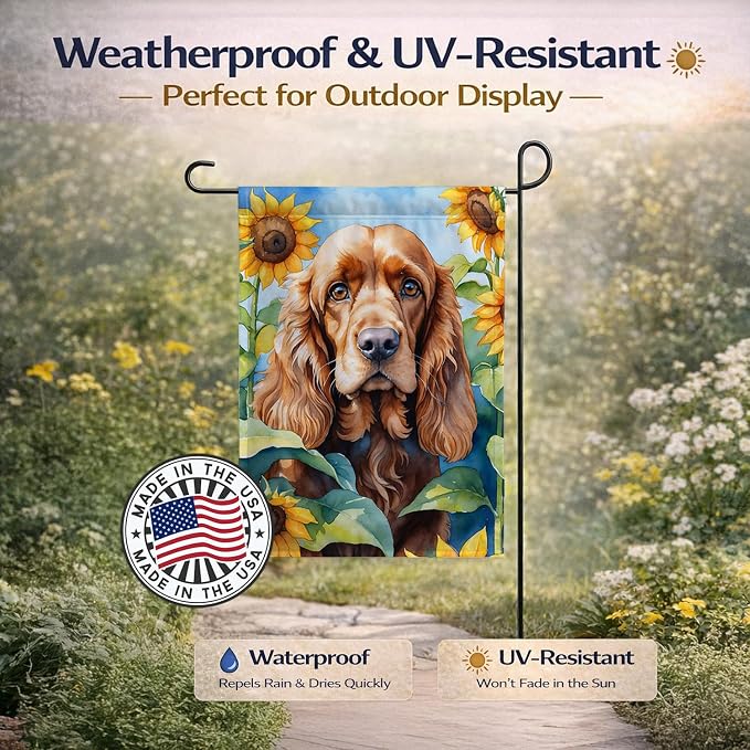 Caroline's Treasures DAC6059GF Cocker Spaniel in Sunflowers Garden Flag Mailbox Flag Decorative Yard Flag Banner Outside Patio Artwork Yard Flower Beds, Garden Size, Multicolor