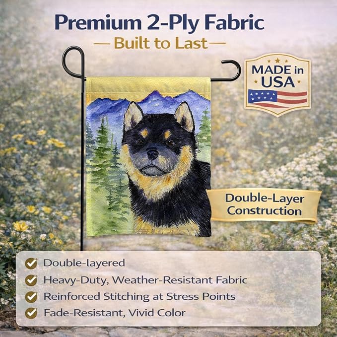 Caroline's Treasures SS8274GF Shiba Inu Garden Flag Mailbox Flag Decorative Yard Flag Banner Outside Patio Artwork Yard Flower Beds, Garden Size, Multicolor