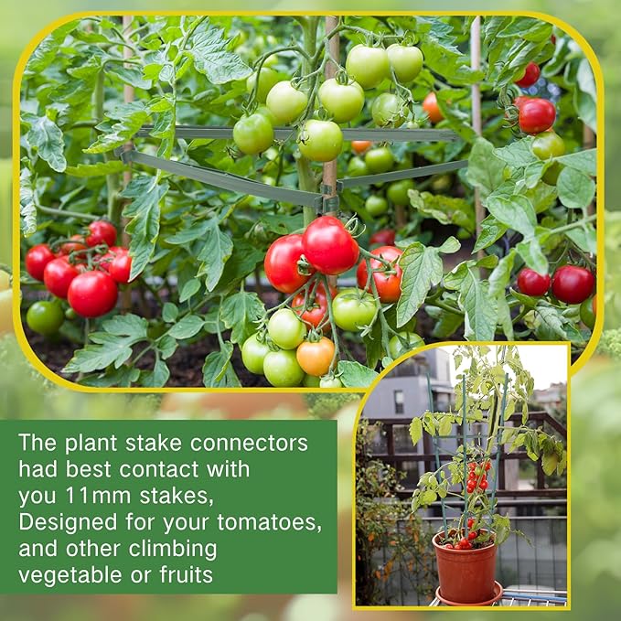 Geelin 200pcs Stake Arms for Tomato Cage Expandable Trellis Connectors for Tomato Cage Attach Plant Stakes Climbing Plants Garden Plants Vegetables (11.81in×0.63in)