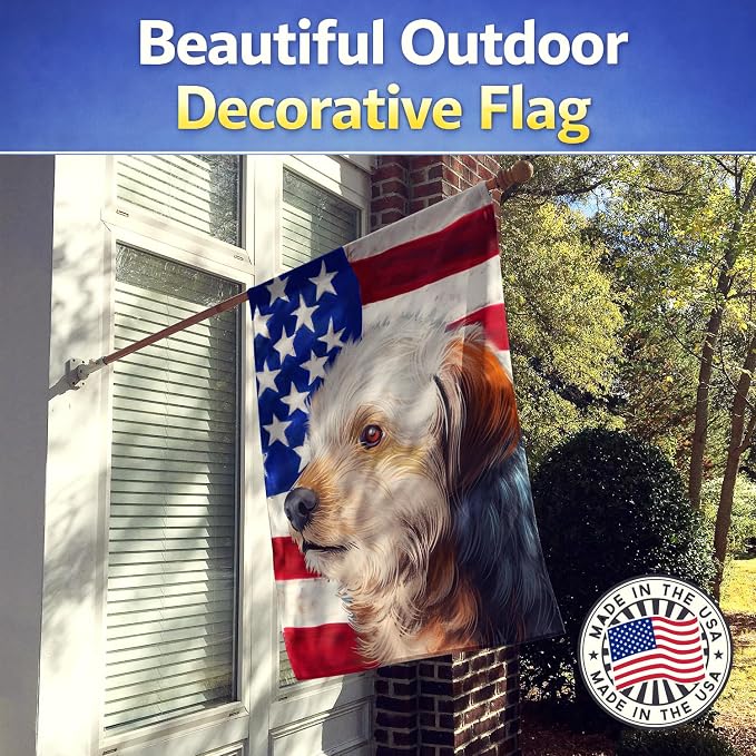 Caroline's Treasures CK6450CHF Bosnian Coarse-haired Hound American Flag House Flag Large Porch Sleeve Pole Decorative Outside Yard Banner Artwork Wall Hanging, Polyester, House Size, Multicolor