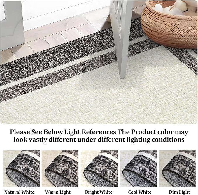 GAOMON 5x7 Area Rugs Washable Rug Non Slip Modern Rug Soft Faux Wool Indoor Carpet Contemporary Bordered Throw Rugs Low Pile Non-Shedding Print Carpet for Bedroom Living Room Dining Room Office Brown