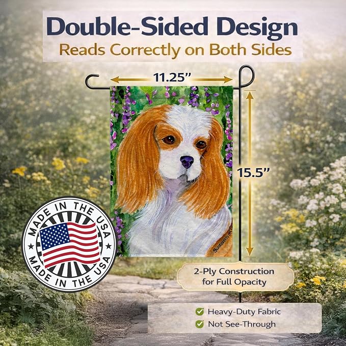 Caroline's Treasures SS1006GF Cavalier Spaniel Garden Flag Mailbox Flag Decorative Yard Flag Banner Outside Patio Artwork Yard Flower Beds, Garden Size, Multicolor