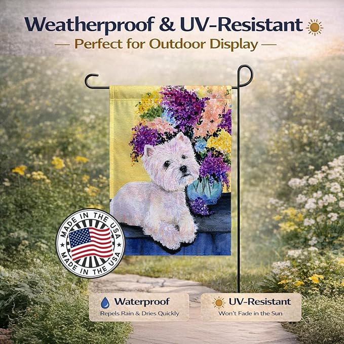 Caroline's Treasures SS8291GF Westie Garden Flag Mailbox Flag Decorative Yard Flag Banner Outside Patio Artwork Yard Flower Beds, Garden Size, Multicolor