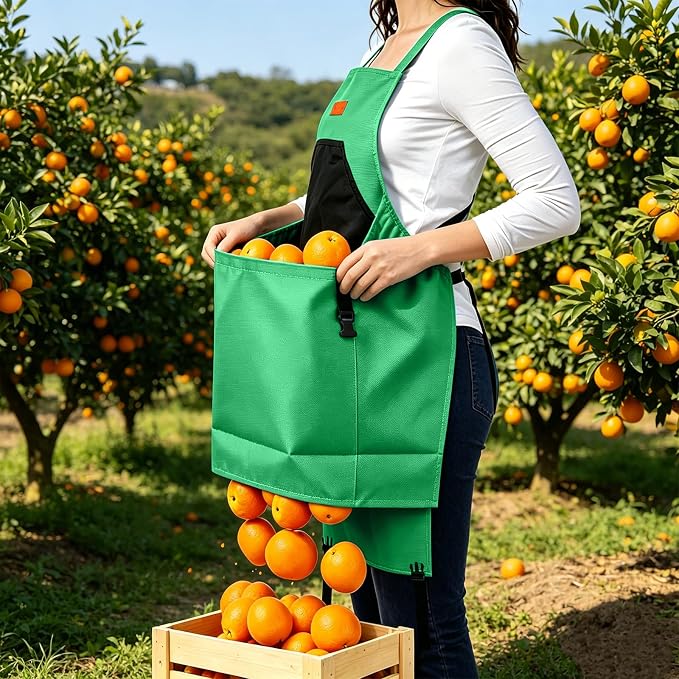 Gardening Apron,Harvest Apron with Multi-pocket for Men Women, Adjustable Cross-Back Straps, Garden Gifts for Mom,Dad