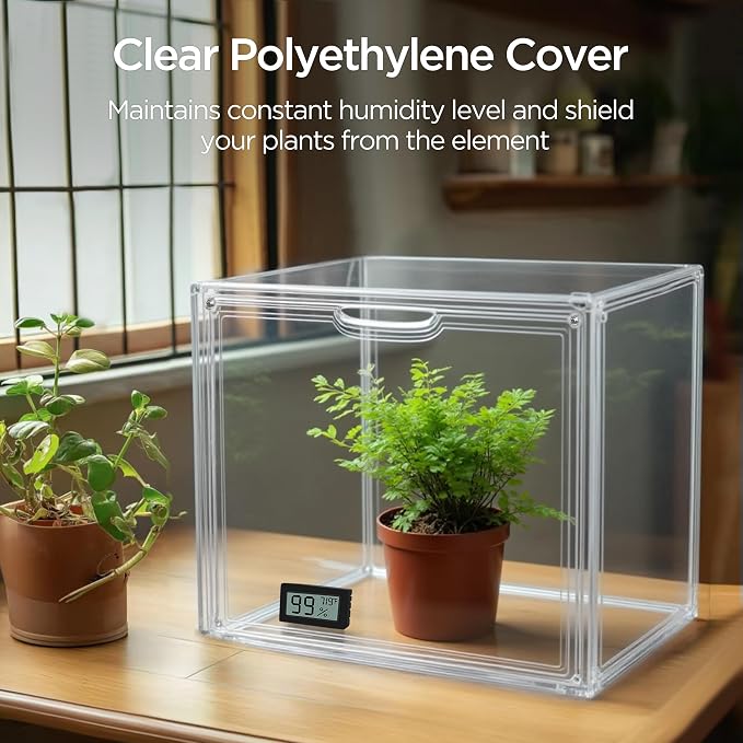 HBlife Mini Greenhouse for Indoor, Clear Stackable Green House with Magnetic Waterproof Door for Small Plants Nursery Germination, Tabletop Portable Greenhouse, 14.1x8.6x10.6 Inch (5 Pack)