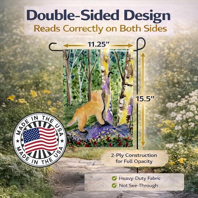 Caroline's Treasures SS8887GF Golden Retriever Garden Flag Mailbox Flag Decorative Yard Flag Banner Outside Patio Artwork Yard Flower Beds, Garden Size, Multicolor