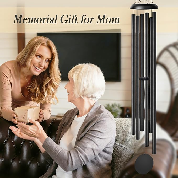 80" Extra Large Wind Chimes with Outside Deep Tone, 6 Thick and Bold Aluminum Tubes, Coolest Metal Windchimes Outdoor Wind Chime, Unique Gift for Mom Women Grandma Neighbors, Garden Decoration(Black)