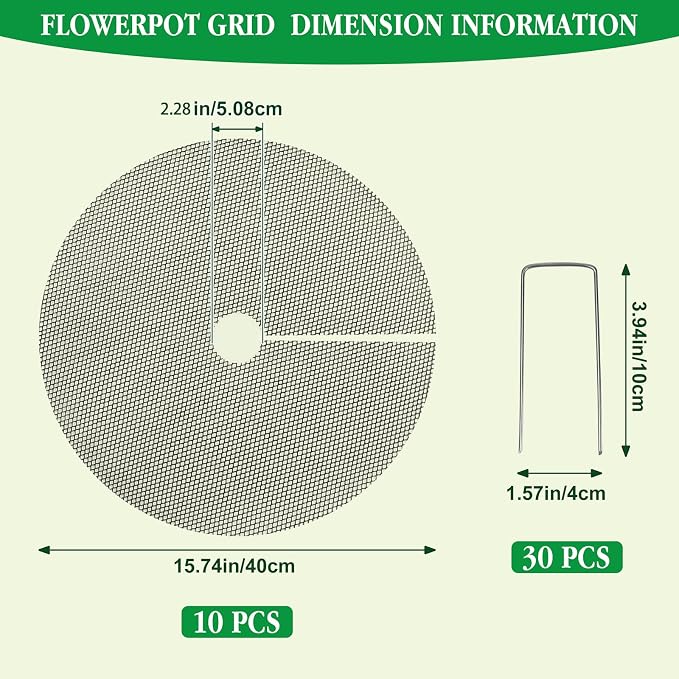10pc 15.7" Plant Pot Grids Cuttable Plant Pot Soil Covers Protectors from Animals-Indoor Plant Pot Soil Guard for Outdoor Garden Plant Protection Breathable Mesh Prevents Digging