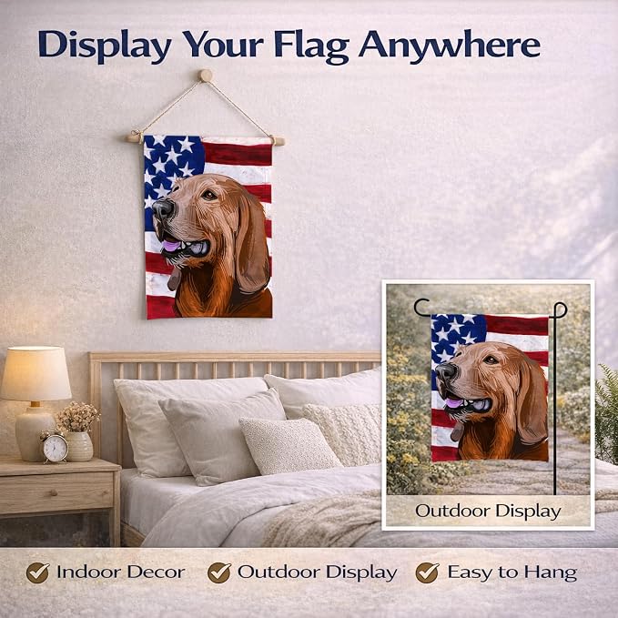 Caroline's Treasures CK6698GF Segugio Italiano Dog American Flag Garden Flag Mailbox Flag Decorative Yard Flag Banner Outside Patio Artwork Yard Flower Beds, Garden Size, Multicolor