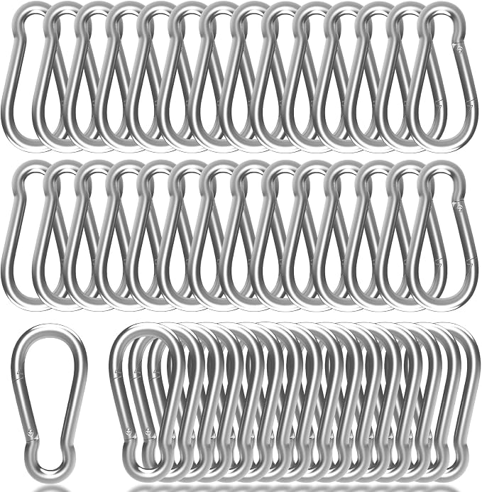 Heavy-Duty Carabiner Clip 1.57"–5.5", Black/Silver Spring Snap Hook, Quick Link Keychain Clip for Keys, Swing Set, Camping, Fishing, Hiking & Traveling (120–1350 lbs)