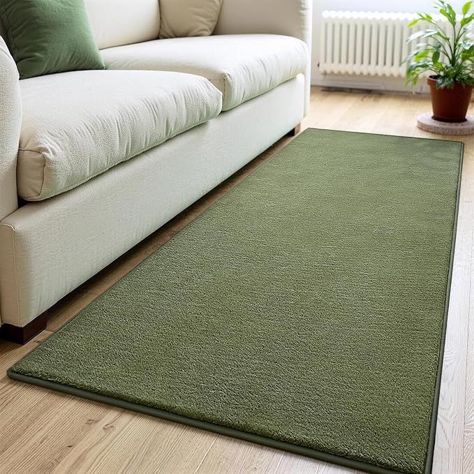 Vasofe Runner Rugs for Bedroom Living Room, 2x8 Sage Green Memory Foam Rug | Low-Pile Hallway Carpet Runner Rug for Entryway, Throw Small Kids Carpet for Bedside Dorm Room Decor