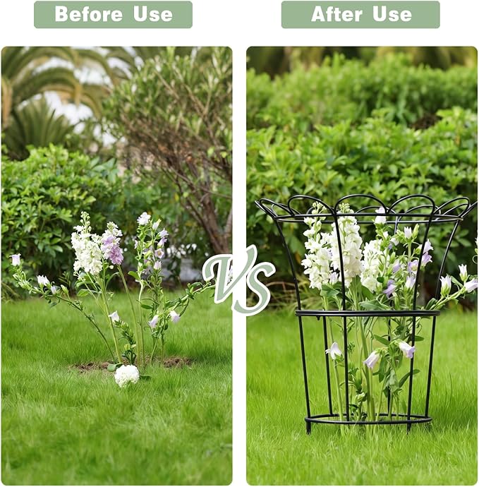 Heavy Duty Peony Cage and Supports - 26" Cast Iron Plant Support for Outdoor Plants, Perfect for Roses and Climbing Vines, Durable Rust-Resistant Design, Quick Assembly Flower Ring Stakes