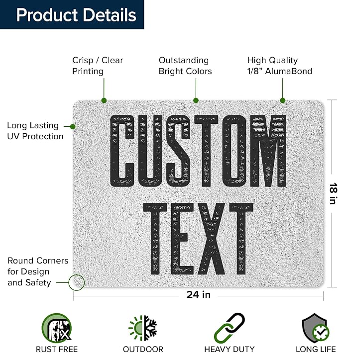 Custom Sign, Custom Street Sign, 11 Font Colors, 13 Font Styles, 4 Hole Options, 22 Sizes, 18x24 Inches, Rust Free DiBound, Fade Resistant, Made in USA by My Sign Center (Concrete)