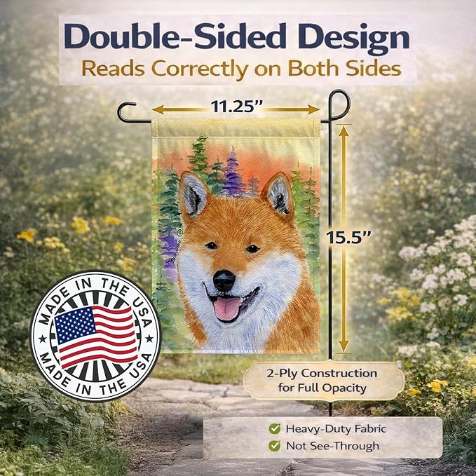Caroline's Treasures SS8234GF Shiba Inu Garden Flag Mailbox Flag Decorative Yard Flag Banner Outside Patio Artwork Yard Flower Beds, Garden Size, Multicolor