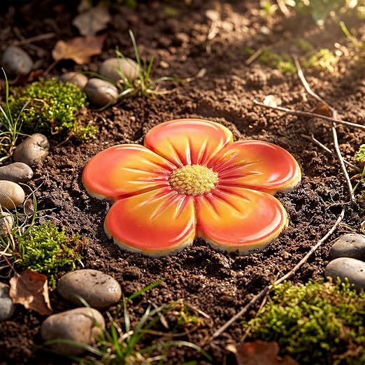 Landical 6 Pack Decorative Stepping Stones for Garden 10 Inch Cement Flower Stepping Stones Decoration for Patio Walkway Yard Outdoor(Classical)
